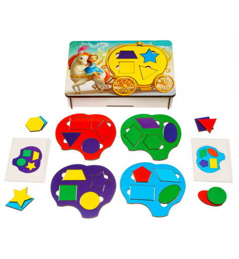 Сортер-пазл + танграм "Фея та карета", 23*16*5см, ТМ Ань-Янь, Україна.