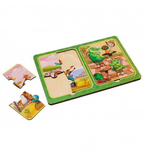 Пазли в рамці "Жирафи та крокодили", 23*16см, ТМ Ань-Янь, Україна.