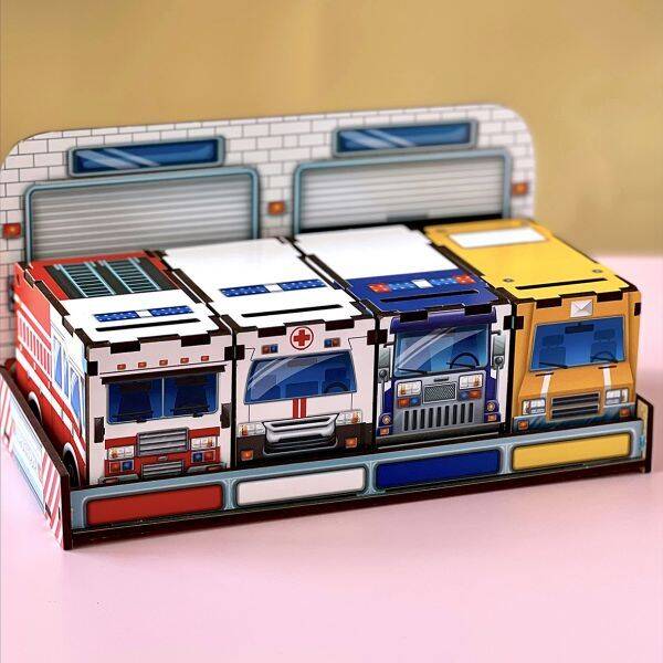 Сортер - комодик "Служебный транспорт", 23*12*12см, ТМ UBumblebees, Україна