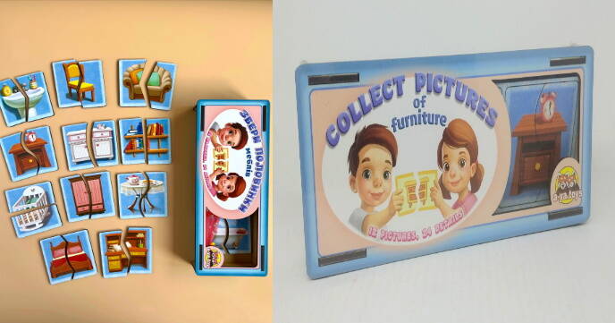 Пазл "Половинки. Меблі", 26*10*4см, ТМ UBumblebees, Україна