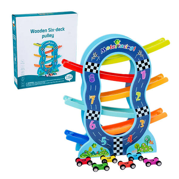 Гра дерев'яна "Трамплін з машинками", кор. 35*31*8см