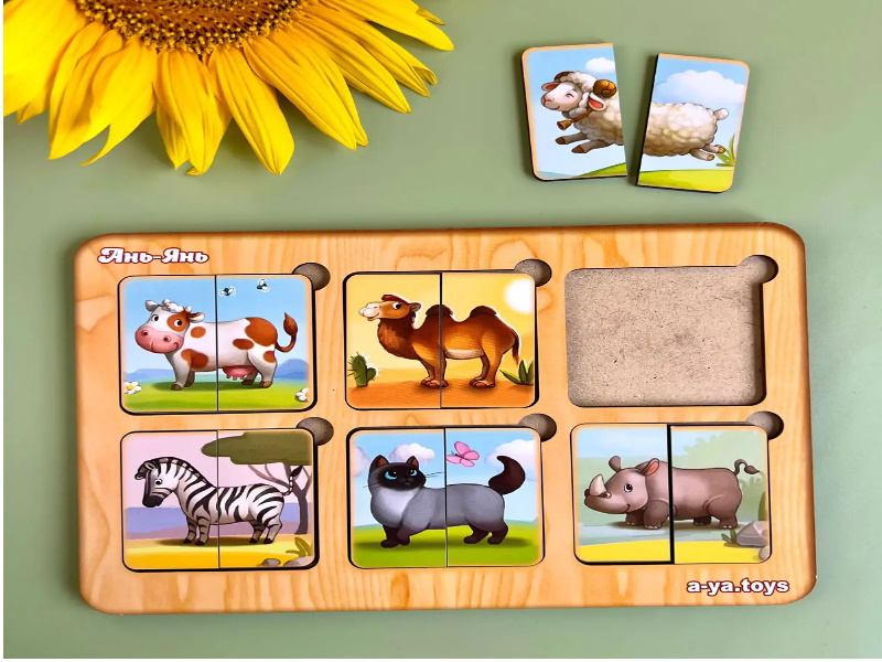 Пазл-сортер "Дивовижні тваринки" mini, планш. 23*16см, ТМ UBumblebees, Україна