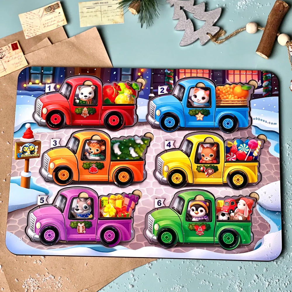 Гра з картками "Тварини на машинках", планш. 23*32см, ТМ UBumblebees, Україна