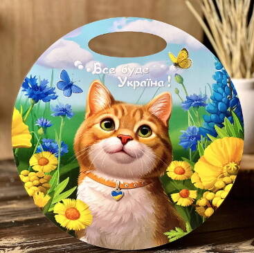 Сувенірна дошка кругла "Рудий котик", 24*24*0,3см, ТМ Ань-Янь, Україна