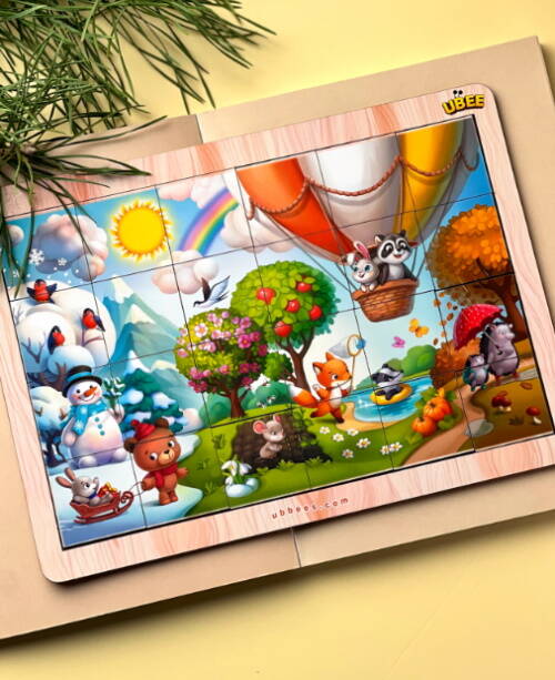 Пазл з фоном-підказкою Пори року, ТМ UBumblebees, Україна