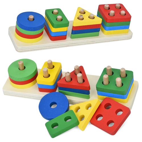 Дерев'яна іграшка Геометрика, геометричні фігури, 16дет, пак. 21*6*5см 