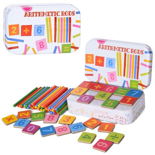 Дерев'яна іграшка Набір першокласника цифри, знаки, лічил.палички, пенал мет.), 13*8*3см 