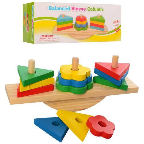 Дерев'яна іграшка Геометрика баланс, фігури 12шт, кор. 21*9*6см 