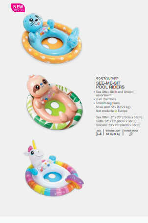 Intex Дитячий надувний пліт-райдер 59570 NP (12) 3 види, розміром 71х76х58см, від 3 до 4 років ВИДАЄТЬСЯ МІКС ВИДІВ