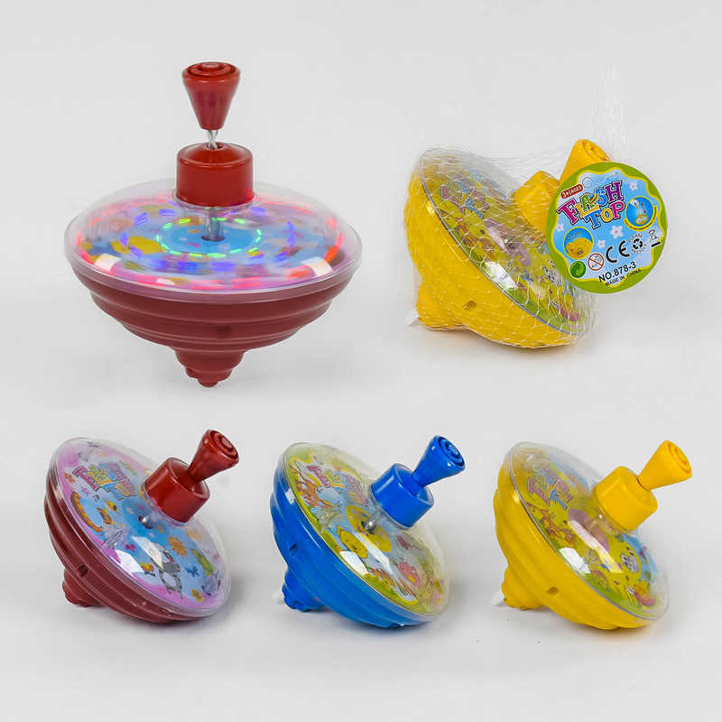 Дзиґа 878-3 А (120/2) 4 кольори, з підсвічуванням, на батарейці, в сітці, ВИДАЄТЬСЯ ТІЛЬКИ МІКС ВИДІВ