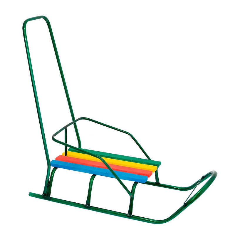 гр Сани "Класік" круглі полози - зелений / З РУЧКОЮ /