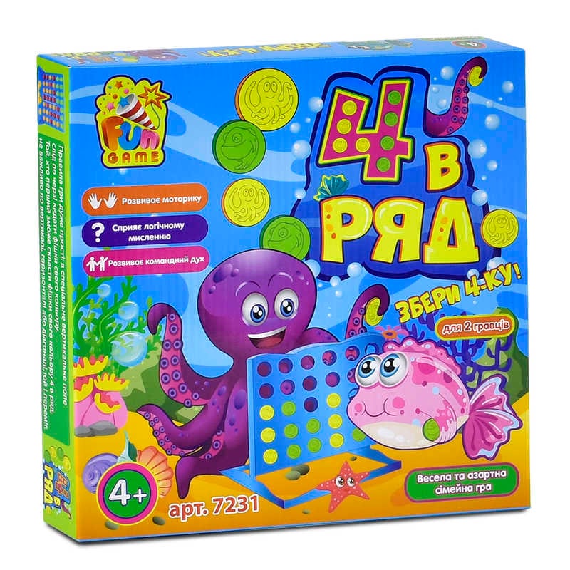 гр Настільна гра "4 в ряд" 7231 (12) "4FUN Game Club", в коробці 