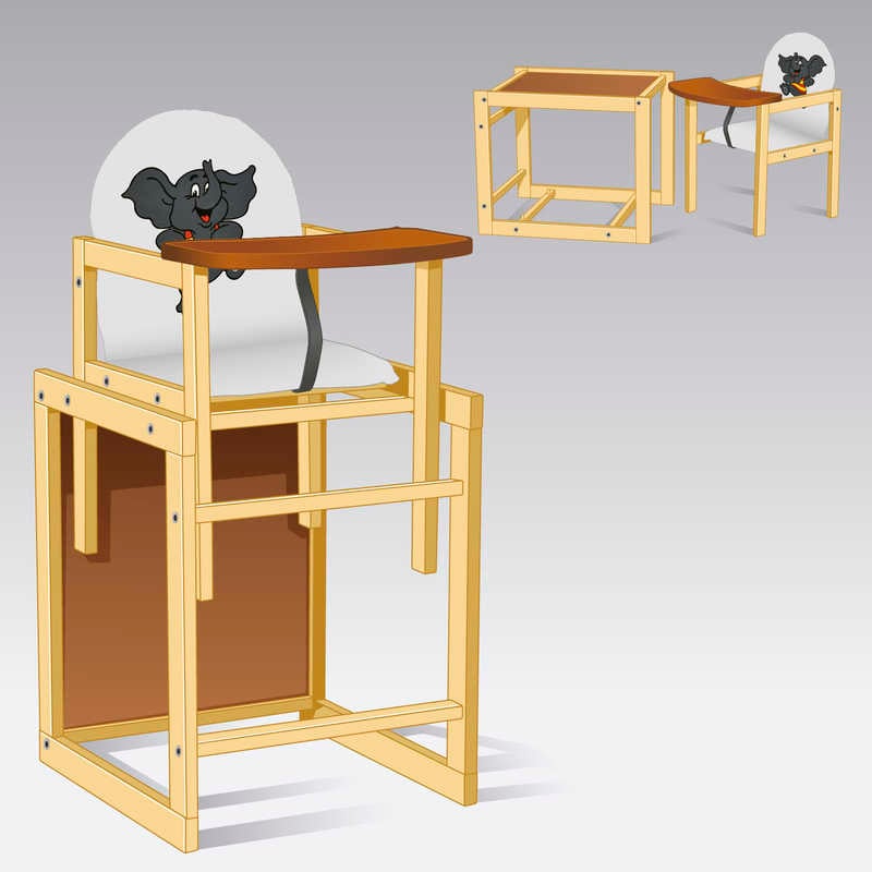 гр Стільчик / кожзам / №2016 - "Слоник" - колір БІЛИЙ (1) ТМ "Мася"