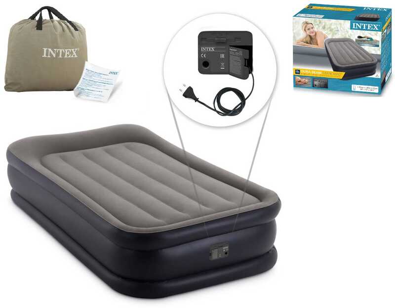 Intex Велюр матрац 64132 NP (3) розмір 99х191х42 см, вбудований електронасос 220V, односпальний