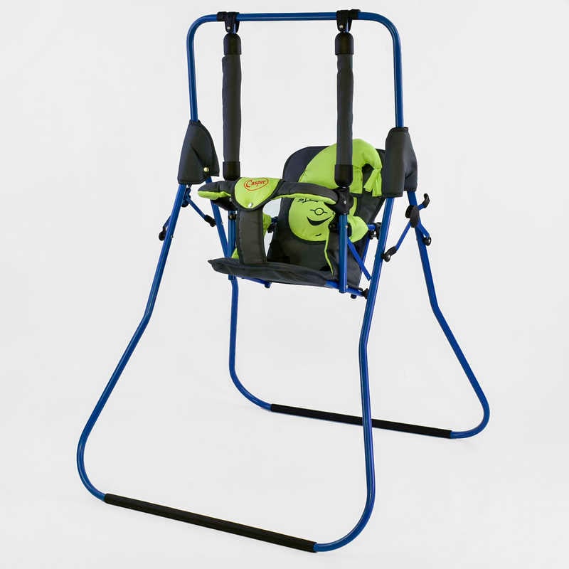 гр Гойдалка підлогова "Алінка" 205317 (1) синій каркас, темно-синя матерія, салатовий гномик