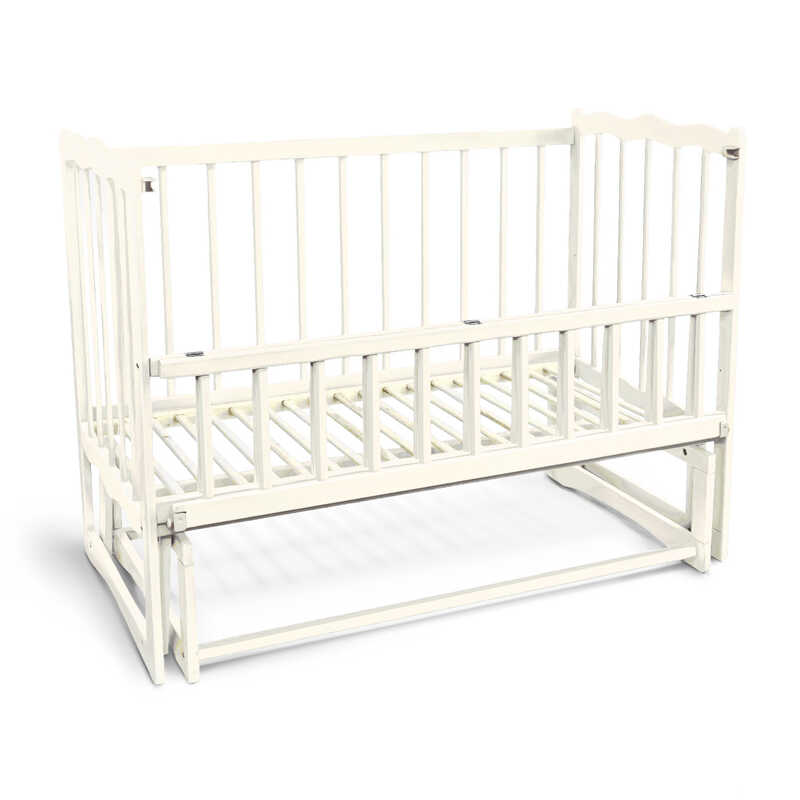 гр Кроватка деревян. маятник - откидной бортик "Сон" (1) ольха - цвет слоновая кость