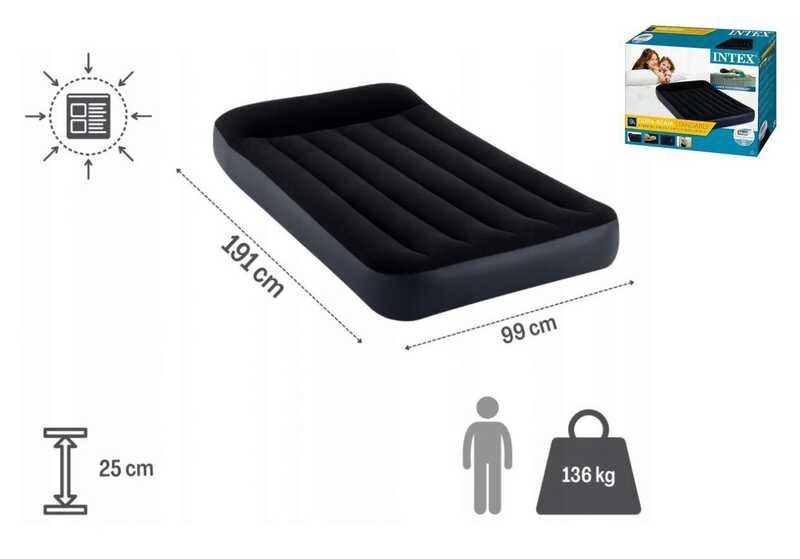 Intex Велюр матрац 64141 (4) розмір 191х99х25 см, односпальна, з підголівником