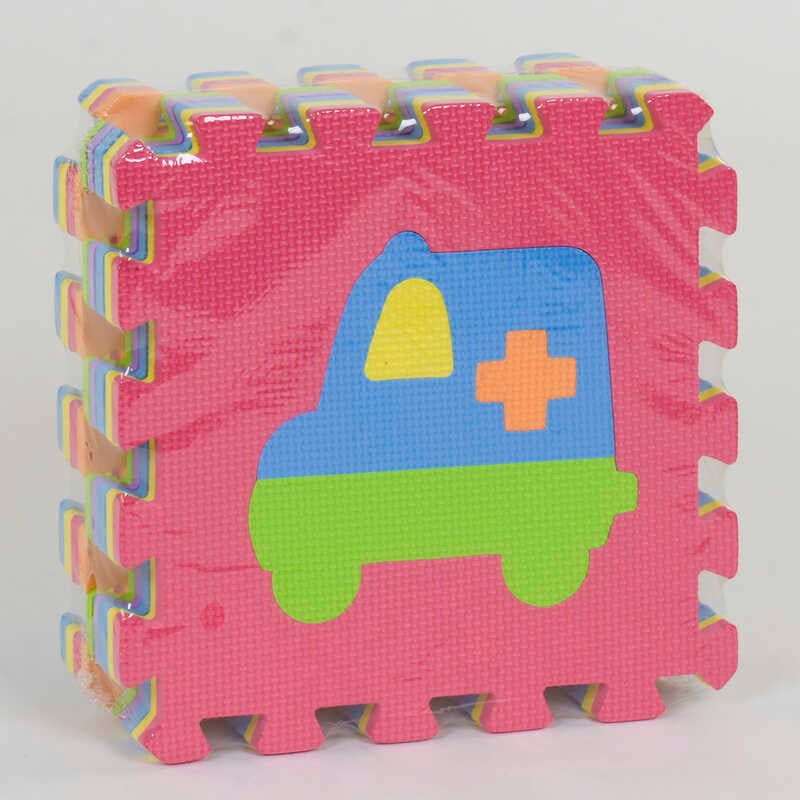 Килимок-пазл EVA Транспорт З 36607 (24) масажний, 9 ел. в упаковці, 30х30см