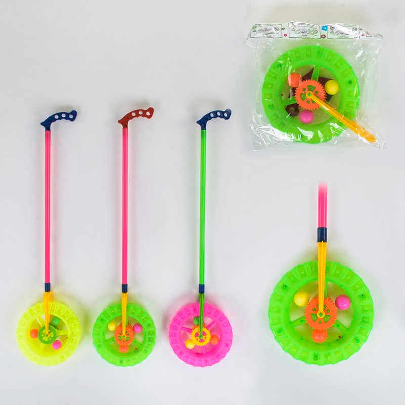 Каталка-колесо 866 А (240/2) 3 кольори, світло, тріскачка, 1 шт у пакеті, ВИДАЄТЬСЯ ТІЛЬКИ МІКС ВИДІВ