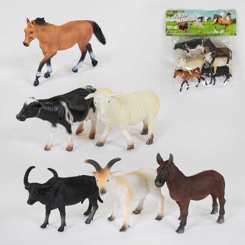 Набір домашніх тварин А 261 (48/2) 6 сільськогосподарських тварин, в пакеті