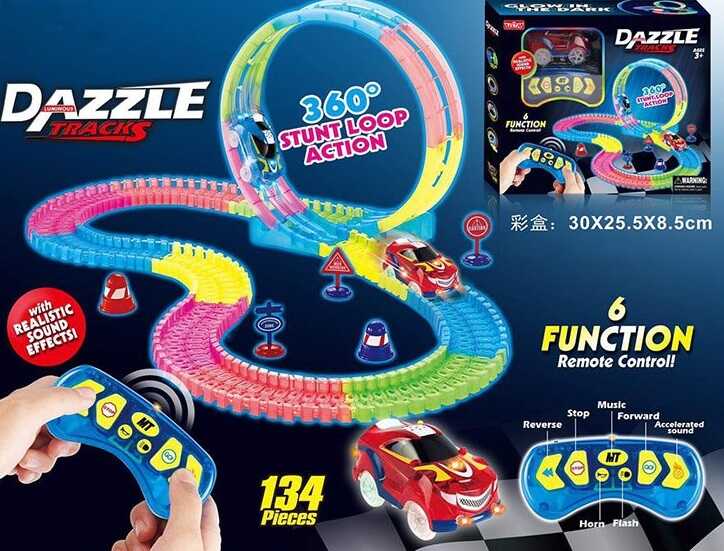 Автотрек на радіокеруванні 136 (36/2) світло, звук, 134 деталі, в коробці