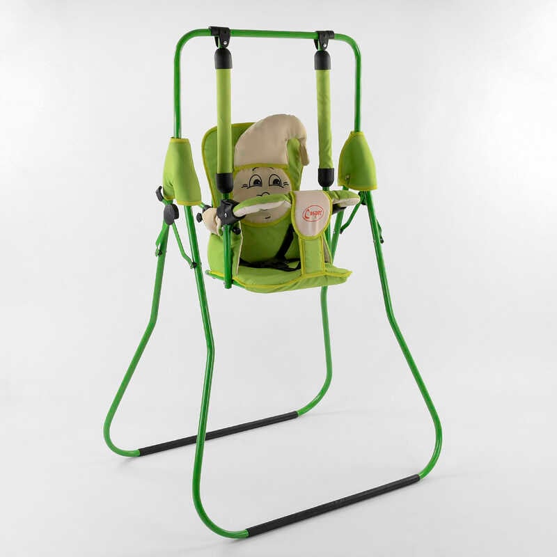 гр Гойдалка напольна "Алінка" 205478 (1) зелений каркас, зелена матерія, бежевий гномик