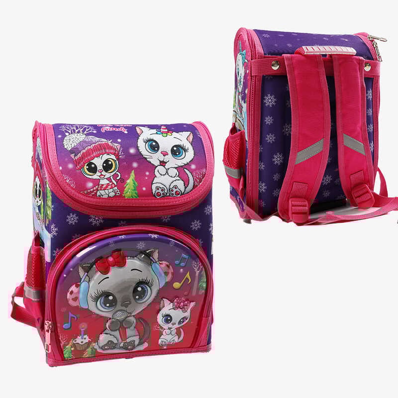 Рюкзак шкільний каркасний С 43558 (36) 3D принт, 1 відділення, 3 кармани, ортопедична спинка, в пакеті