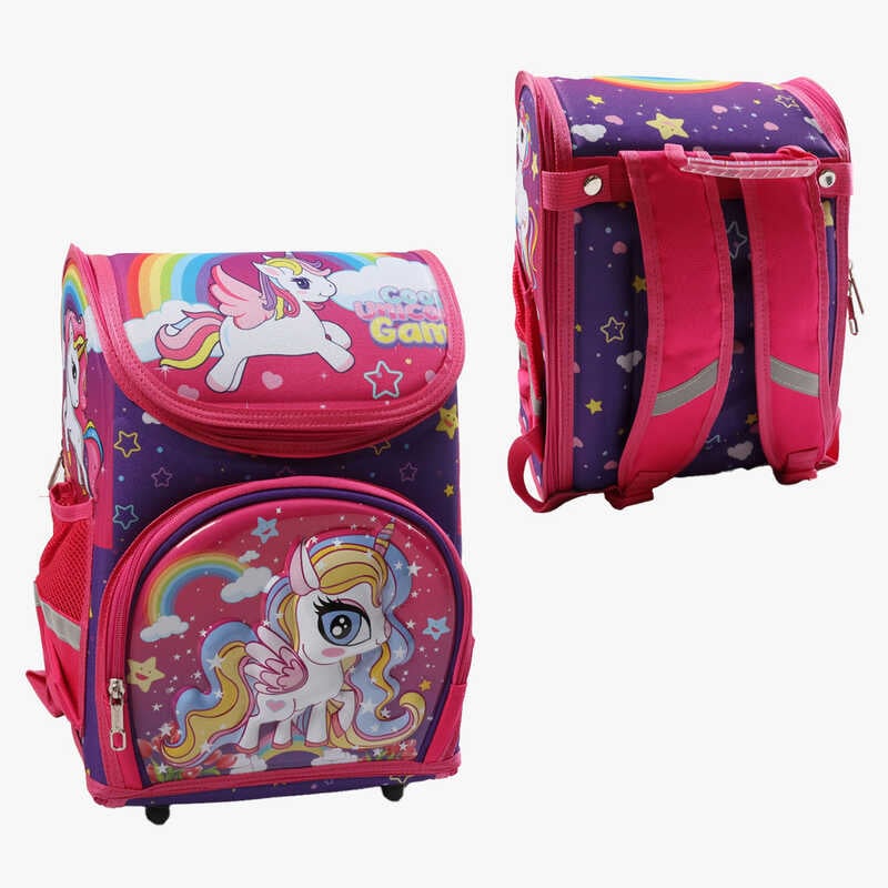 Рюкзак шкільний каркасний С 43559 (36) 3D принт, 1 відділення, 3 кармани, ортопедична спинка, в пакеті