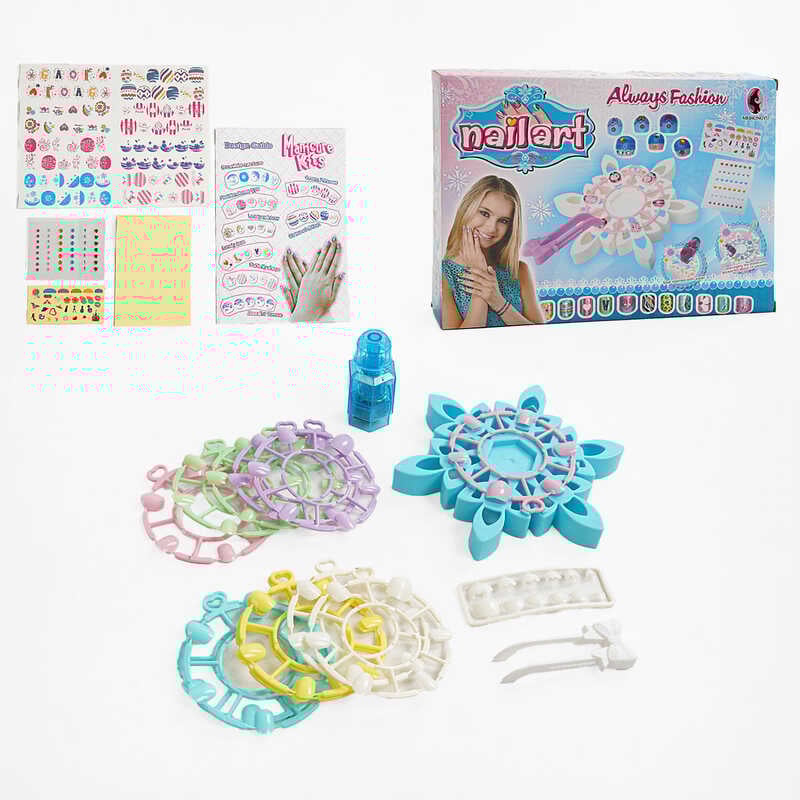 Манікюрний набір 848 А (72/2) платформа, пінцет, стрази, стікери, в коробці