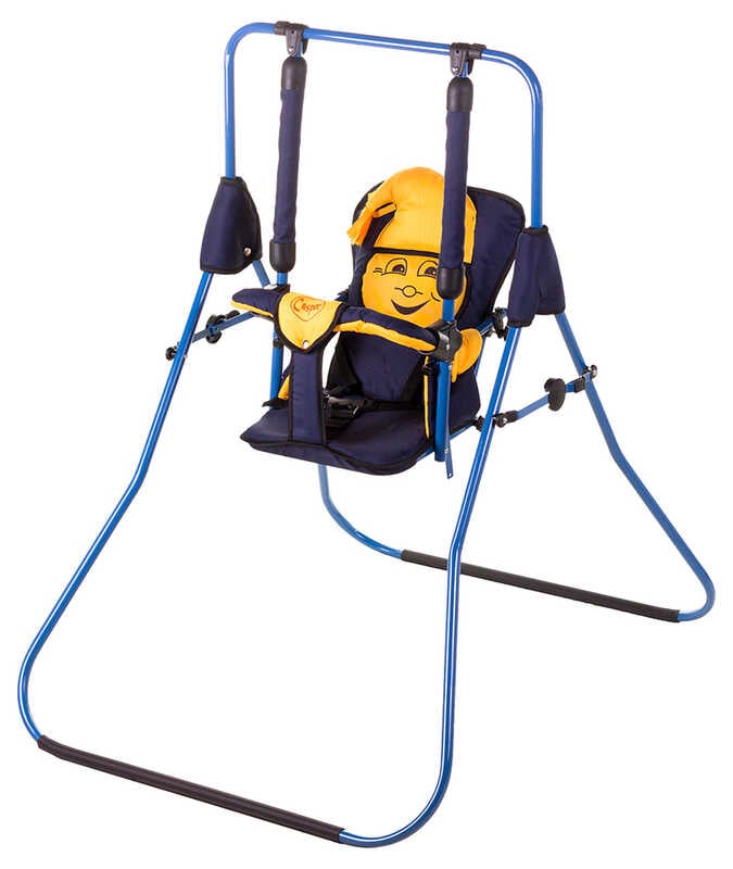 гр Гойдалка підлогова "Алінка" 24877 (1) темно-синій каркас, темно-синя матерія, жовтий гномик