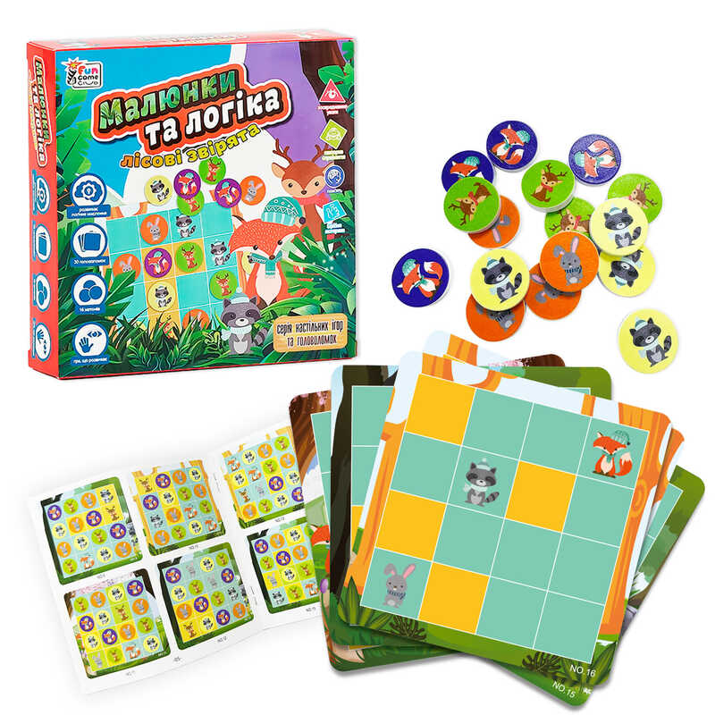 гр Настільна гра "Малюнки та логіка - Лісові звірята" UKB-B 0032 (12) "4FUN Game Club" українською мовою, в коробці