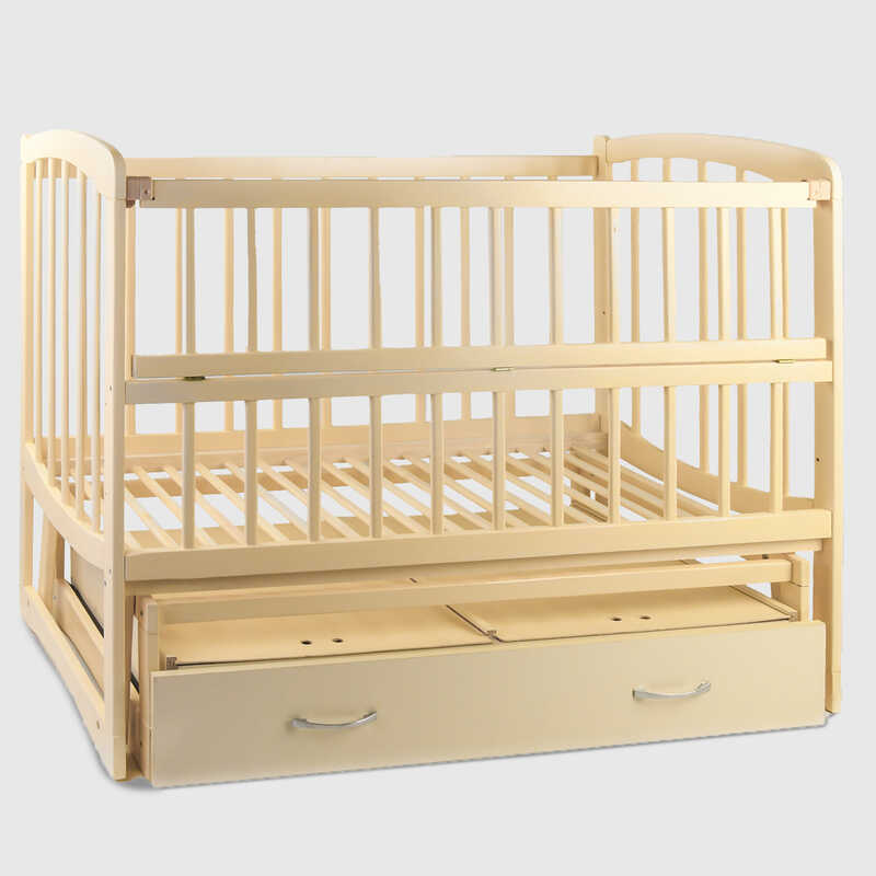 гр Кроватка деревян. маятник+шухляда - откидной, "Комета" С-96867 (1) ольха - цвет слоновая кость