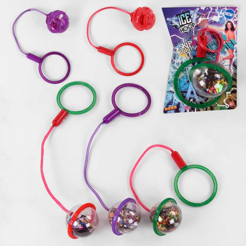 Скакалка на ногу SA 1001 (168/2) підсвічування мультиколор, в кулі світлодіодний м'ячик, на батарейках, на листі