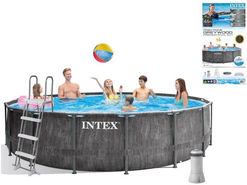 Intex Басейн каркасний 26742 NP (1) об`єм:16805л, розмір:457x122см, насос-фільтр:3 785 л/год, драбина, тент, підстилка), в коробці