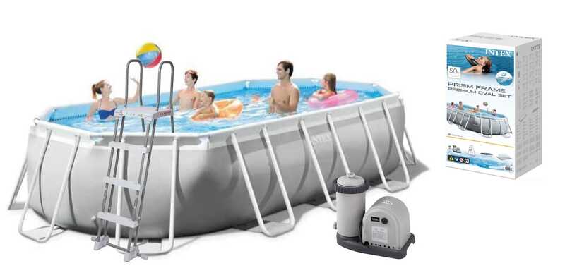 Intex Басейн каркасний 26796 NP (1) об`єм:18202л, розмір:503х274х122см, сходи, насос-фільтр 5678 л/год, скіммер, в коробці