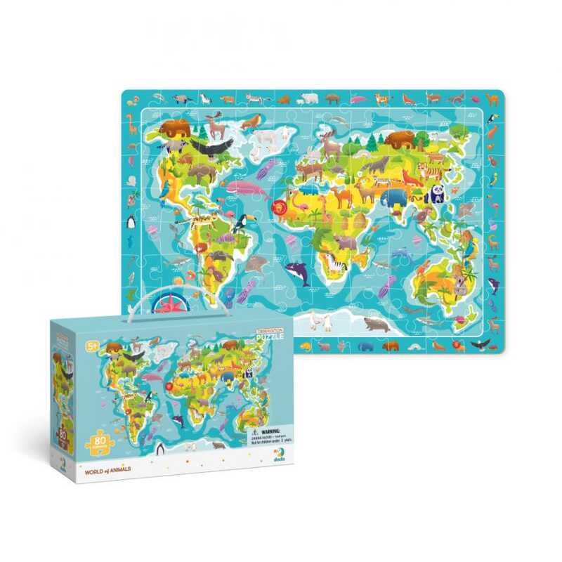 гр Пазл 80 ел. "Мапа Світу Тваринки" 300133 (12) "Dodo"