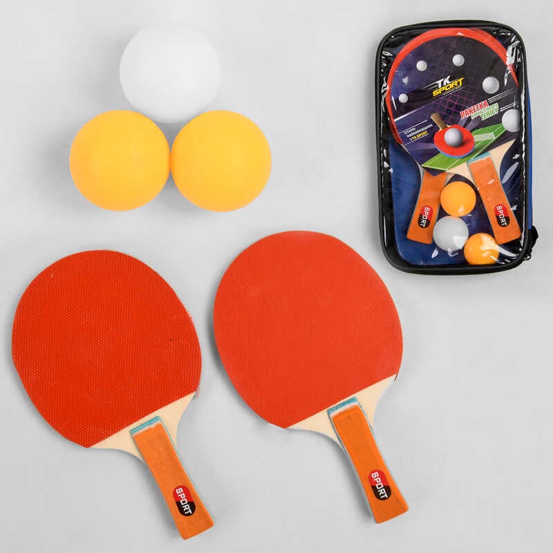 Ракетка для пінг-понгу C 44850 (50) "TK Sport", 2 шт + 3 м'ячики, в чохлі