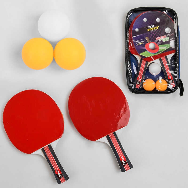 Ракетка для пінг-понгу C 44860 (50) "TK Sport", 2 шт + 3 м'ячики, в чохлі