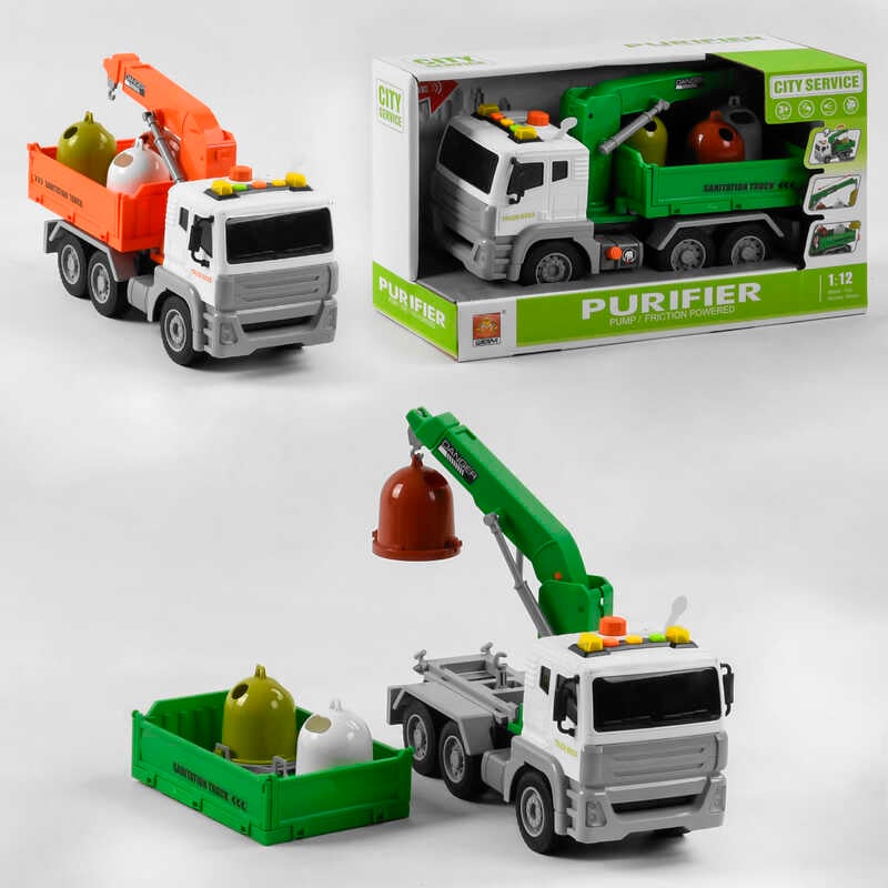 Спецтехніка WY 822 A / WY 822 B (18) "Автокран", 2 кольори, на батарейках, інерція, помповий насос, висувна стріла, світло, звук, в коробці