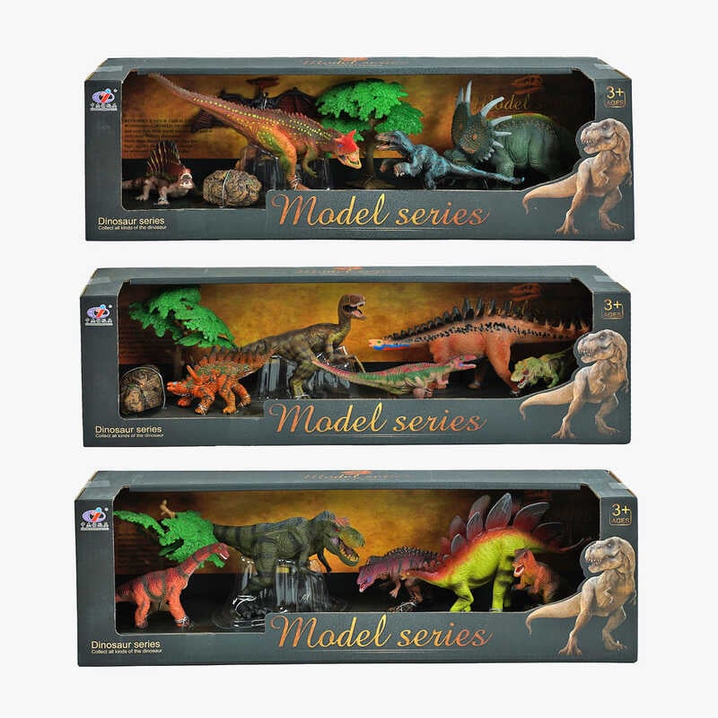 Набір динозаврів Q 9899 Q 1 (24/2) 3 види, 7 елементів, 5 динозаврів, 2 аксесуари, в коробці
