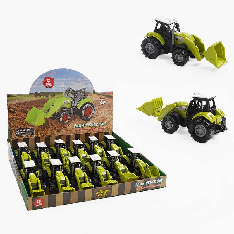 Трактор 550-12 Р (24) ЦІНА ЗА 12 ШТУК У БЛОКУ, на батарейках, підсвічування корпусу, звук техніки, рухомі деталі