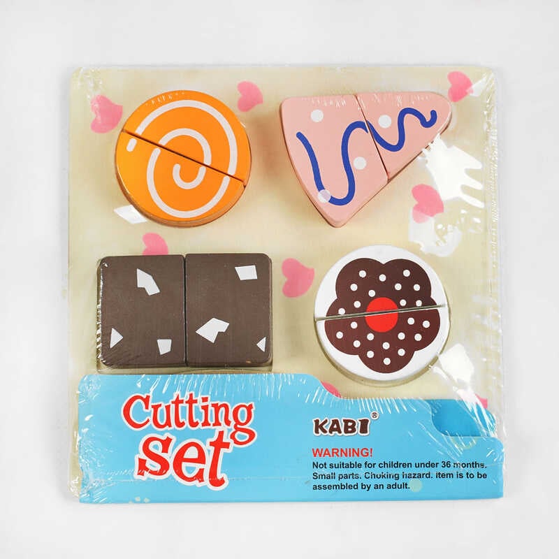 Дерев'яний набір продуктів С 47965 (96)  продукти на липучках, ніж, обробна дошка, в кульці