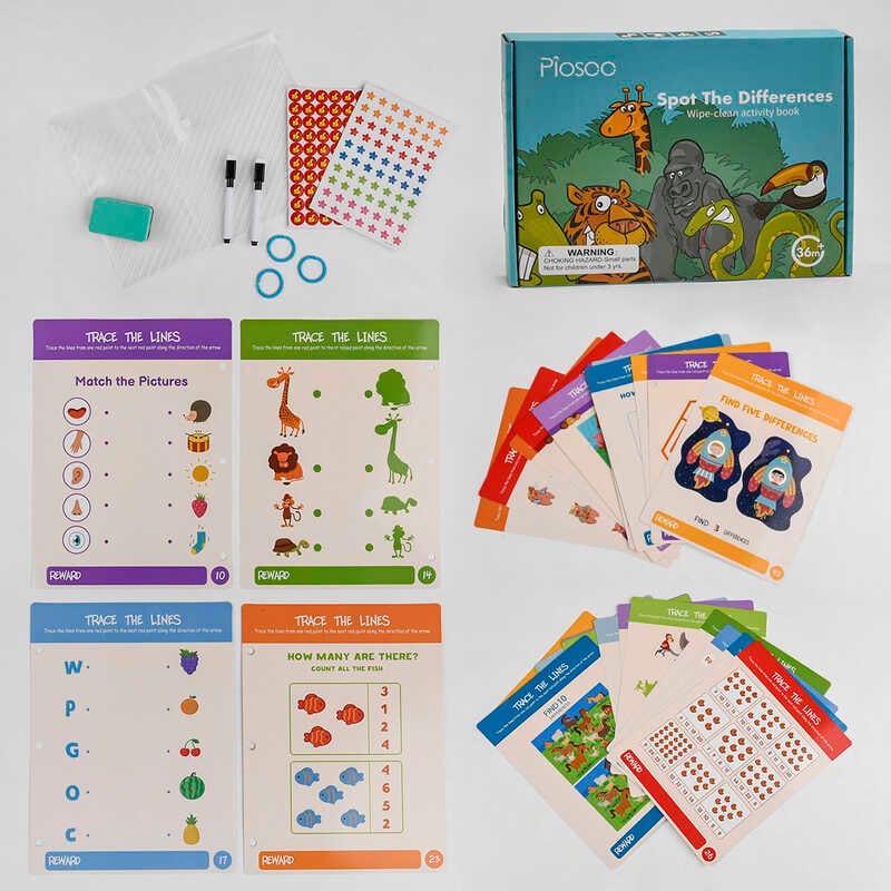 Логічна книжка С 47860 (36) 30 карток, 2 фломастери, наліпки, в коробці