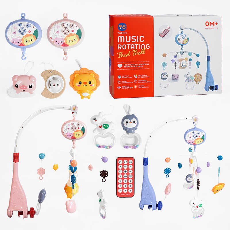 Карусель RT 668-20 (24) 2 кольори, пульт д/к, проєктор, таймер, мелодії, звуки природи, забавні звуки, 5 підвісок-брязкальце, в коробці