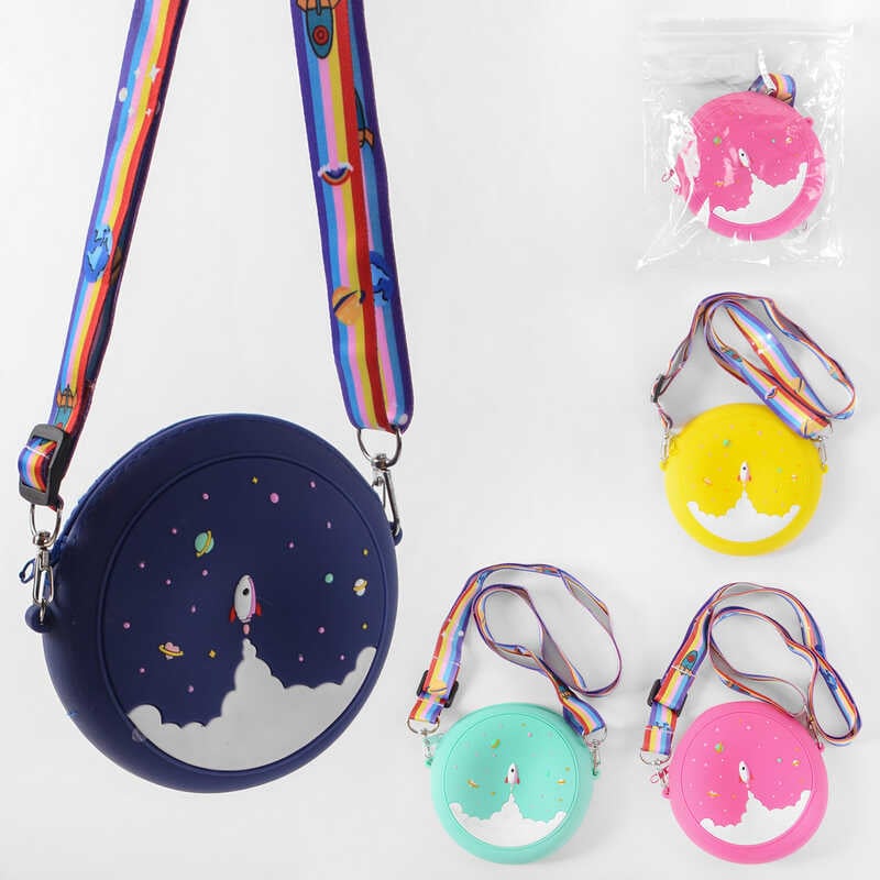 Дитяча сумочка C 50143 (300) "Ракета", 4 кольори, на змійці, 1 відділення, регульована ручка, ВИДАЄТЬСЯ ТІЛЬКИ МІКС ВИДІВ