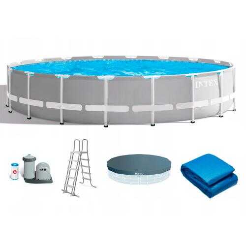 Intex Басейн каркасний 26732 NP (1) об`єм:24311л, розмір:549х122см, насос 220V: 5687 л/год, драбина, тент, підстилка
