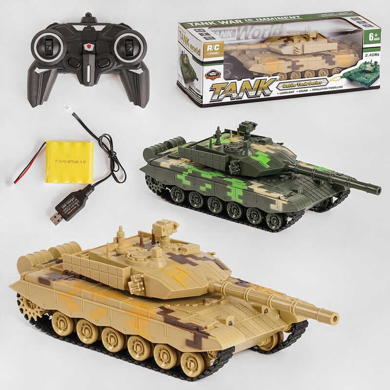 Танк на радіокеруванні 9902 (16) 2 кольори, підсвічування фар, звук, акумуляторна батарея 4.8V, в коробці