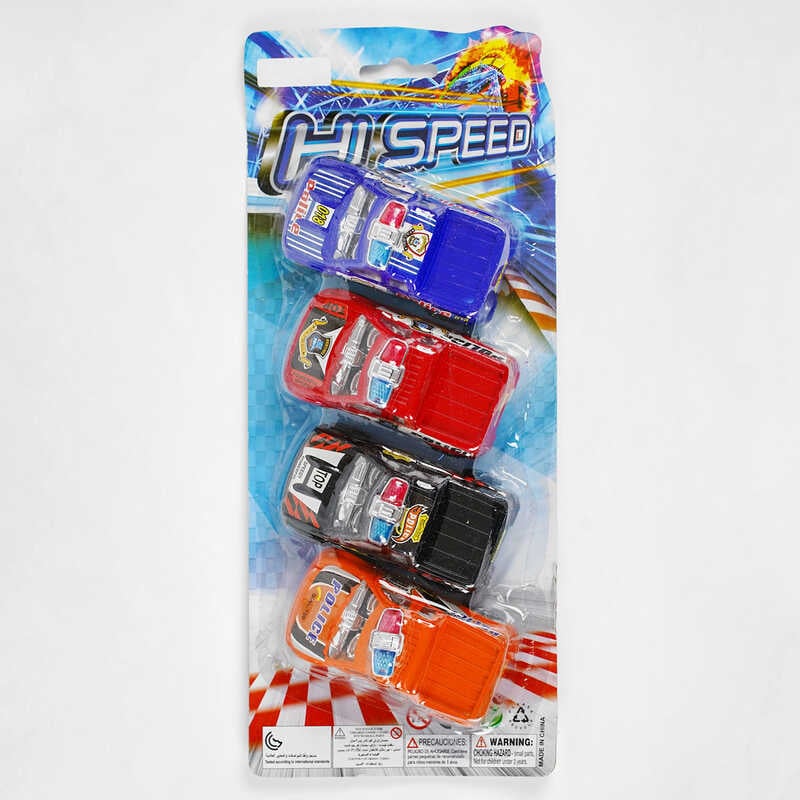 Набір машин 438-4 X (240/2) "Поліційна  команда", 4 шт у наборі, на листі