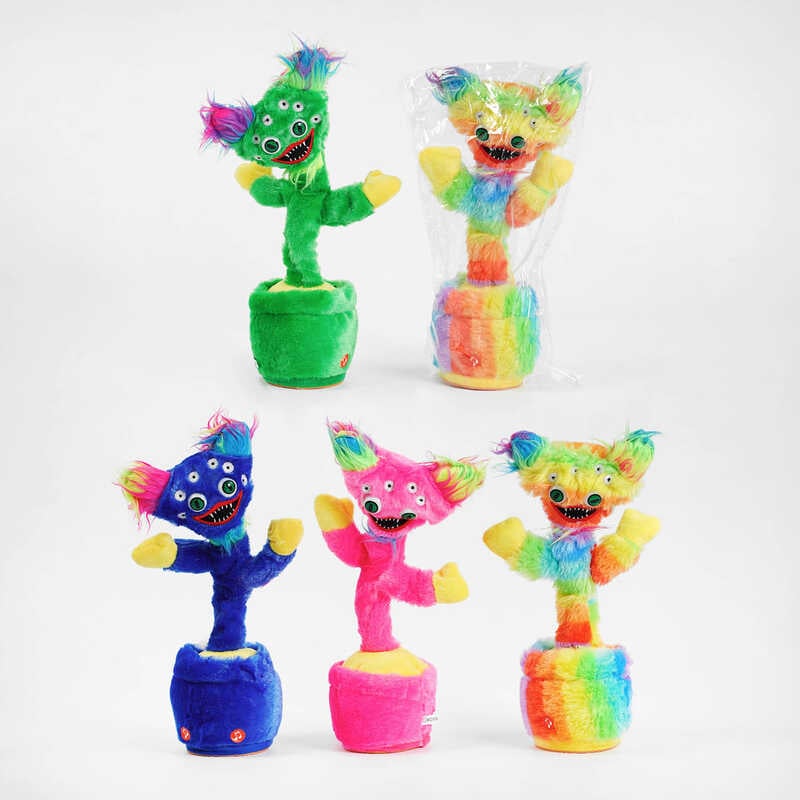 М`яка іграшка С 53130 (100) "Кольоровий чудик", 4 види, звук, світло, функція запису голосу, танцює, h-35 см, в пакеті