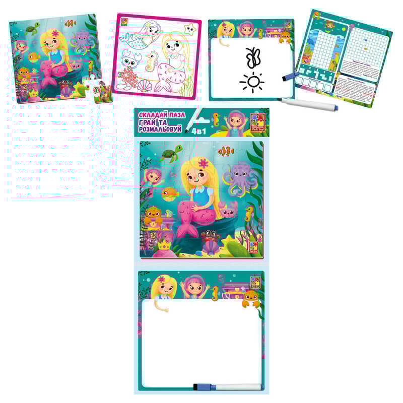 гр Гра настільна "Набір 4в1. Русалонька" (укр) VT2002-04 (20) "Vladi Toys"